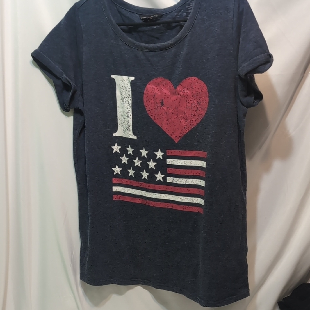 Unisex  Rock & Republic I Love America Navy Graphic T-Shirt with Heart and Flag